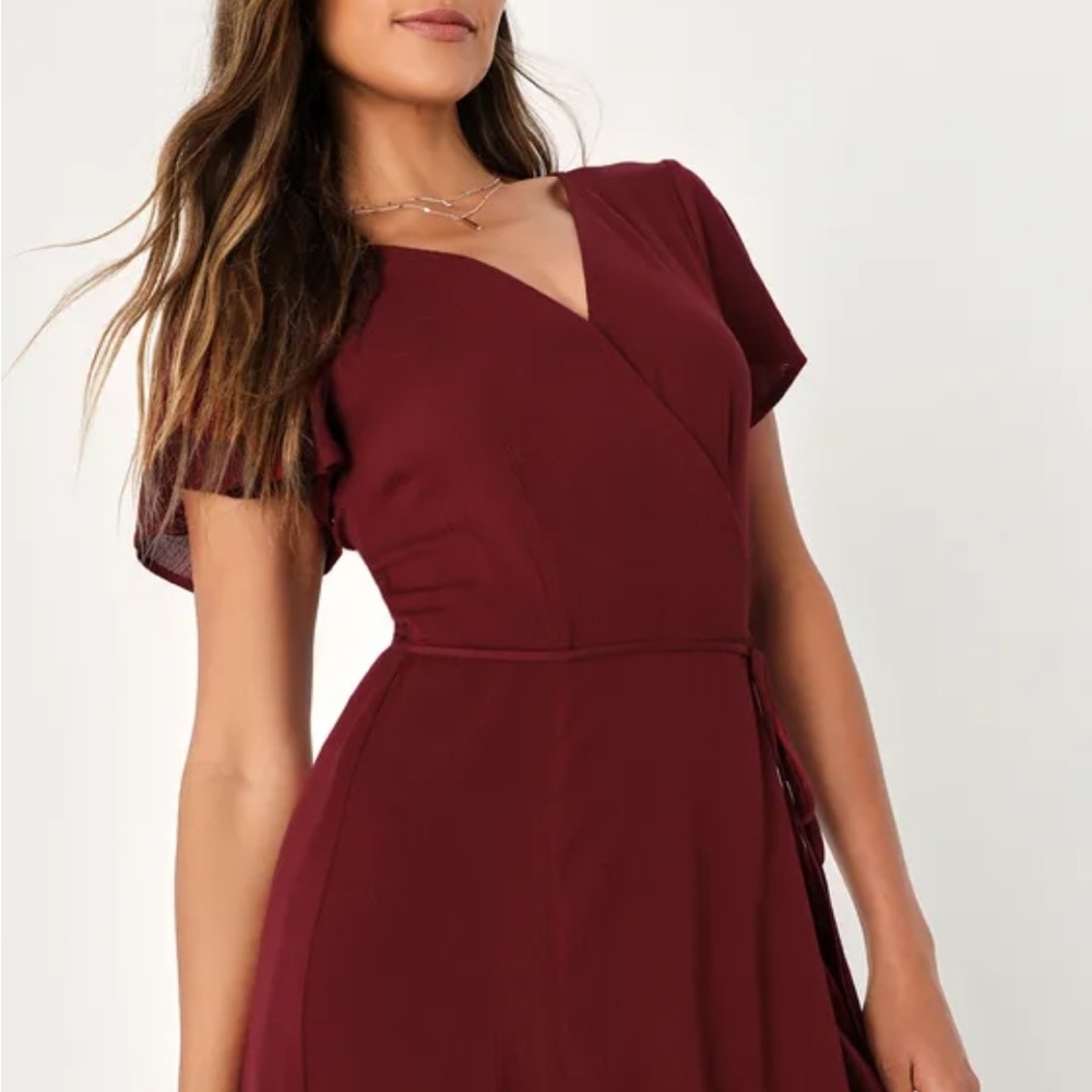 Heart of Marigold Burgundy Wrap Maxi Dress